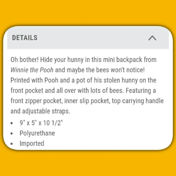 Loungefly Disney Pooh Bees & Honey Mini Backpack - Picture 8 of 8